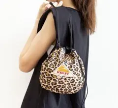 KELTY ケルティ　巾着ショルダーバッグ　レオパード　ヒョウ柄　美品
