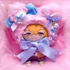 ぬい服 被り物 10cmぬい 裏地付き にじぱぺっと 猫耳 ピンク 水色