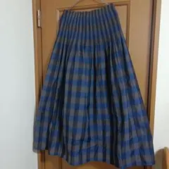 Hush Puppies リバーシブル チェック ストライプフレアスカート