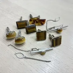 ▲タイピン　カフス　まとめ　茶石付き
