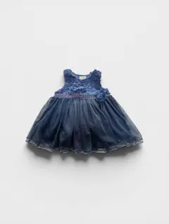 ダークブルー フラワー装飾 ワンピース 70cmのサムネイル
