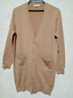 ユニクロ　UNIQLO　ベージュ ボタン付きニットロングカーディガン