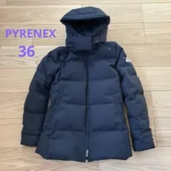 【極美品】ピレネックス　ミドル丈　フード付きダウンジャケット 黒