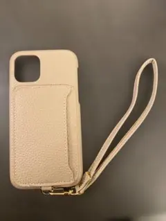 iPhone 11pro用ベージュレザー調ケース
