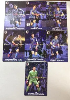サッカー日本代表チームチップス2022 キラカード7枚まとめ売り