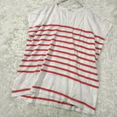 【a.v.v✨アーヴェヴェ】ボーダーフレンチスリーブニット オレンジ L 可愛い