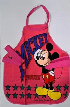 ミッキーマウス ピンクエプロン 子供用