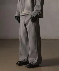 【GRANCY】ジップデザイン バギーデニム パンツ　Lサイズ