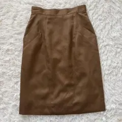 LAUTREAMONT　リネン混カーキタイトスカート　M　膝丈　◆A2011のサムネイル