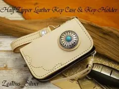 個数限定sale ハーフジッパー レザーキーケース タンロー