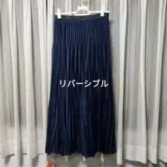 ギャバジンk.tネイビー プリーツロングスカート