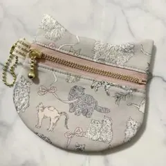 ハンドメイド　リバティ　コー・アンド・エイト　猫ポーチ　フラットポーチ　猫