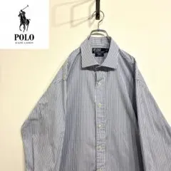 超人気❗️ラルフローレン　ストライプシャツ　XL 90s刺繍古着希少レア長袖ドレス