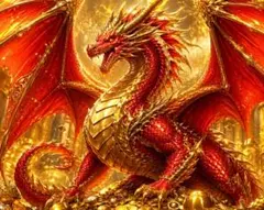 幻想的な金色ドラゴンのイラスト額付き発送a4ポスター紙沢光 - メルカリ
