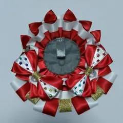 【赤・白】　処分品　ロゼット　ハンドメイド