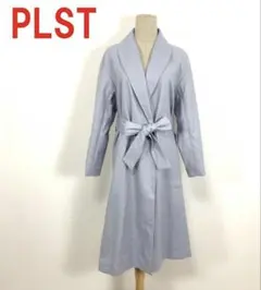 タグ付き新品PLSTプラステ水色ブルー春コート希少なSサイズガウンコートシャリ感