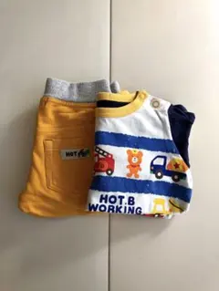 ミキハウス　ホットビスケッツ　ロンT ボトムスセット