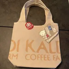 KALDI福袋エコバッグ ベージュ　もへじ手拭いエコバッグ付き