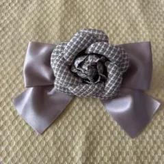 コサージュ　花　チェック柄　卒業式 入学式 結婚式 セレモニー　ブローチ