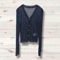 シーイン　デイジー　長袖　ネイビー ラメ入りカーディガン　1419c