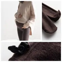裏起毛 リブ タイツ 妊婦 妊婦服 秋服 冬服