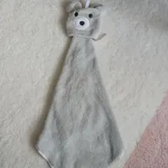 クマの顔デザイン ループ付きタオル グレー