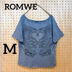 【ROMWE】半袖 Tシャツ クロップド丈 M グレー ストーン ハートのサムネイル