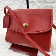 COACH オールドコーチ Vintage レザー ショルダーバッグ レッド
