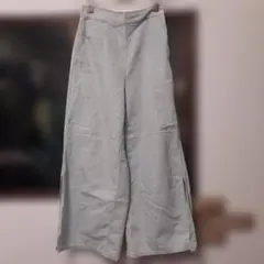 GU ライトブルー デニムワイドパンツ サイドスリットused