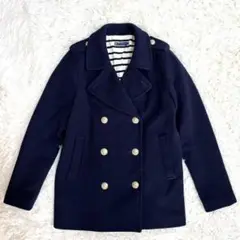 【美品】PETIT BATEAU ネイビー ピーコート ダブルブレスト　金ボタン