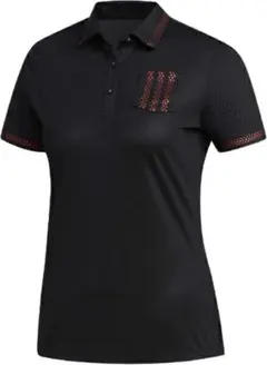 新品adidasアディダス半袖ポロシャツ黒Mゴルフシャツ 赤メッシュストライプ