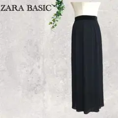 1738 ザラベーシック　ワイドパンツ　プリーツ　カジュアル　綺麗め　無地　黒