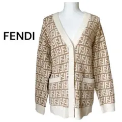 未使用級✨FENDI ズッカ柄 ニットカーディガン ベージュ カシミヤ