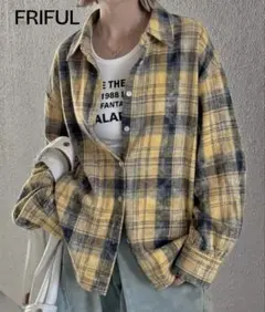 FRIFUL チェック柄シャツ 長袖 イエロー系
