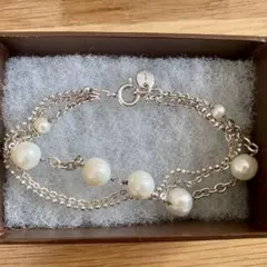 ageteパール シルバー 3連ブレスレット17.5cm 925銀