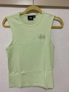 Stussy 刺繍ロゴ リブ タンクトップ ライトグリーンのサムネイル