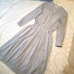 プラステ　ストライプ　М　シャツワンピース　ロングワンピース