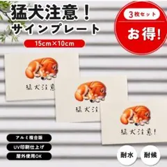 【新品未使用】猛犬注意 サインプレート柴犬デザイン 15×10cm 3枚セットのサムネイル