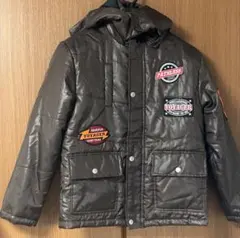 【中古】ブラウン ダウンコート フード付き