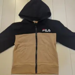 FILA フード付きジップアップジャケット 黒・ベージュ【110】
