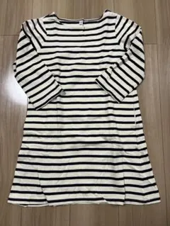 無印良品　ストライプ 七分袖 ワンピース 130