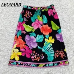 美品⭐︎LEONARD ロングスカート 花柄 マキシ丈 70サイズ ブラック