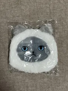 ケオラケオラ もこもこフェイスポーチ ネコイエティ グレー