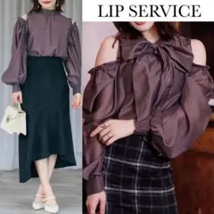 リップサービス 2way ショルダー ボタン リボン ブラウス