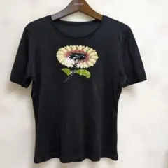 BALMAIN PARIS スパンコール花柄綿 Tシャツ 半袖 サイズ40のサムネイル