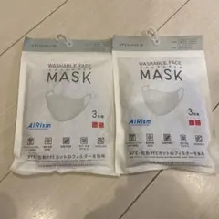 ユニクロ　AIRism 洗えるマスク 3枚入　グレー　2パック　ふつうLサイズ
