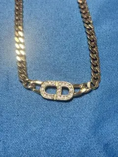クリスチャンディオールCDラインストーン喜平チェーンネックレス