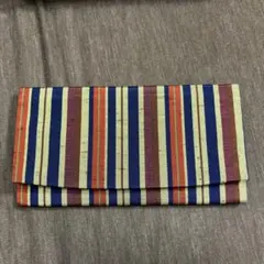 民芸　縞紬　お財布