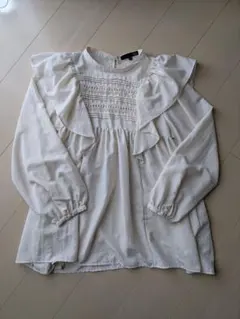 SUGARSPOON アイボリー フリル長袖ブラウス