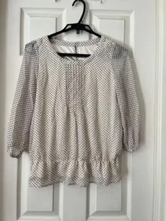 ドット柄7分袖ブラウス